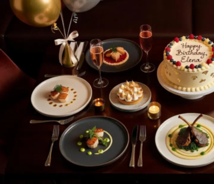 Gurmánské slavnostní menu s dezerty a narozeninovým dortem v elegantním podniku