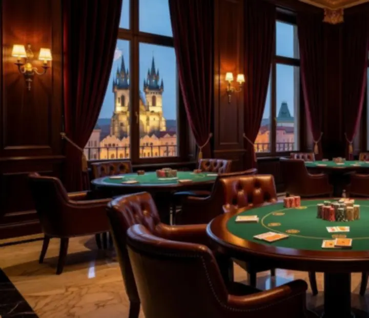 Atmosférická pražská restaurace připravená na elegantní pokerový večer