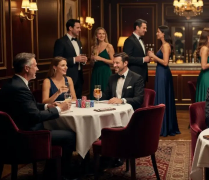 Elegantně nasvícený pokerový večer v luxusní restauraci