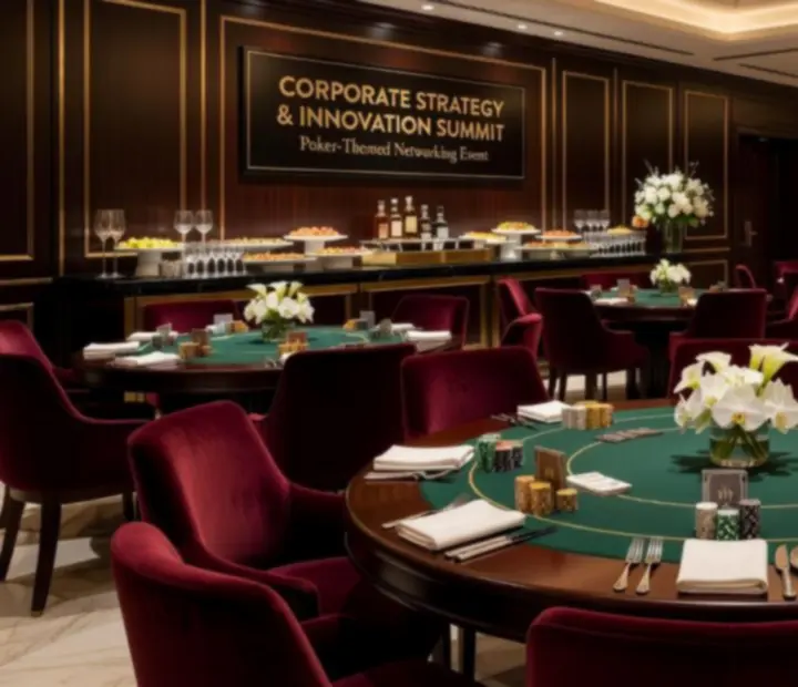 Luxusní interiér restaurace připravený na společenský pokerový večer