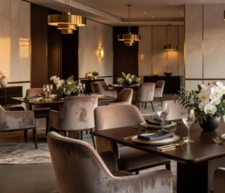 Luxusní interiér restaurace připravený na večerní event